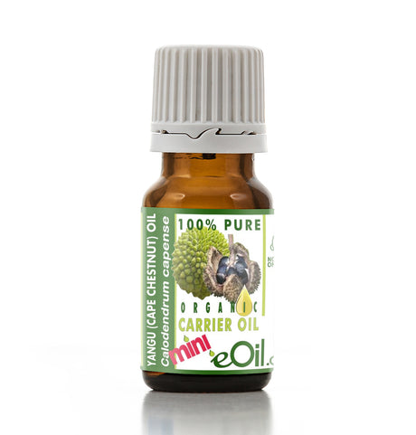 Bottle of organic carrier oil with a white background