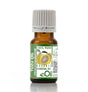 Yuzu oil bottle with green label on a white background