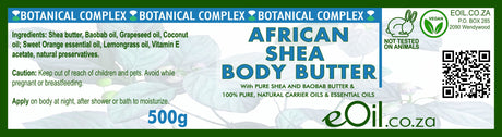 A 500g product label for eOil.co.