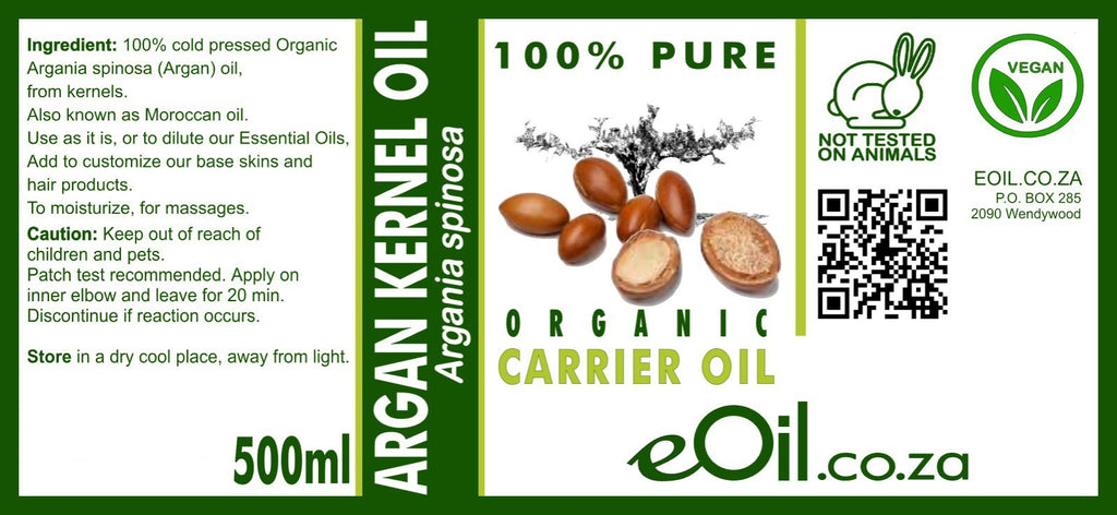 Argan Kernel Carrier Moroccan Organic Oil - eOil.co.za