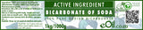 Bicarbonate of Soda packaging with branding and product details.