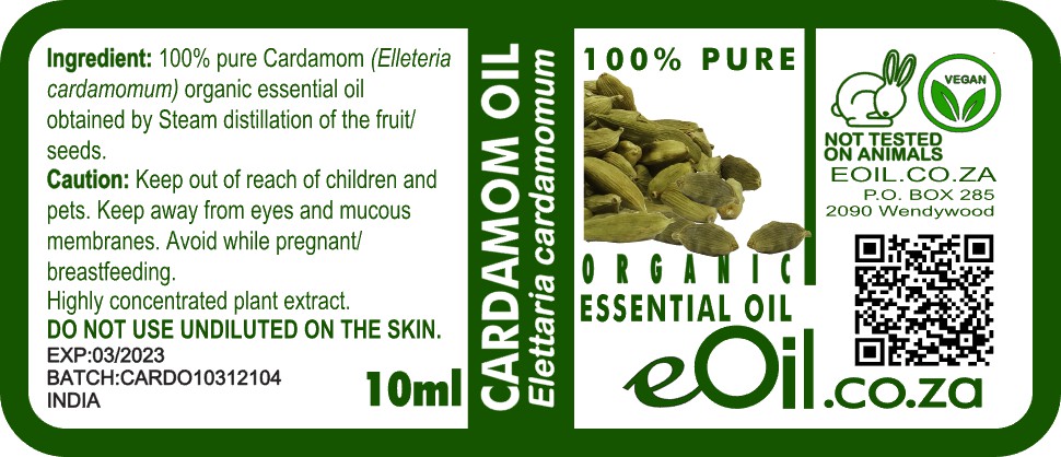 Cardamom Essential Oil Organic -10 ml - eOil.co.za