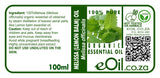 A 100ml label for Melissa (Lemon Balm) Organic Essential Oil by eOil.co.za