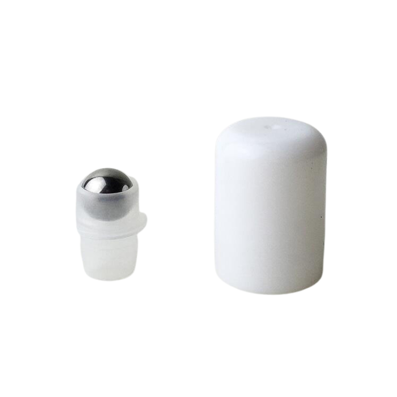 Steel Roller ball18/410 + white cap for glass bottle 10 to 100 ml oil | Pack of 10 - eOil.co.za