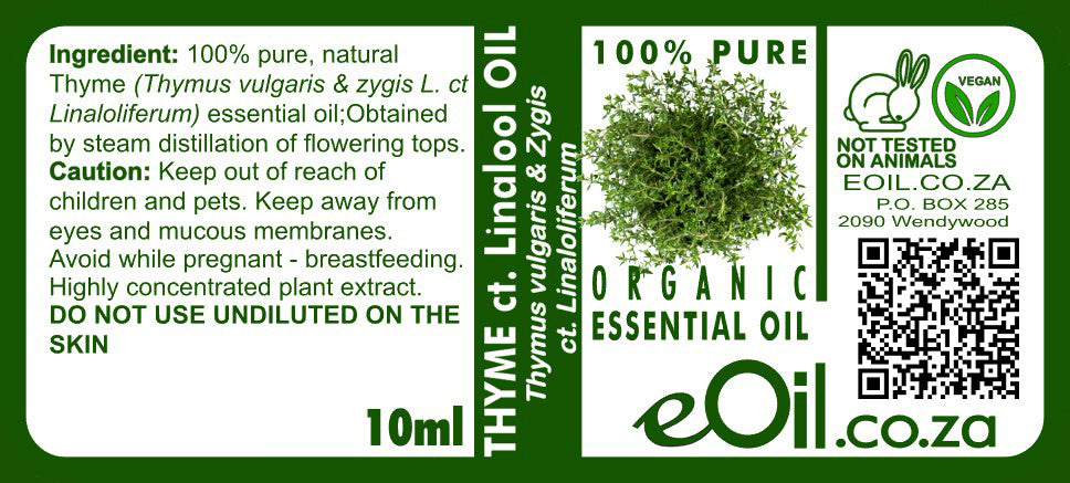 Thyme ct. linalool organic essential oil (Thymus vulgaris) - 10 ml - eOil.co.za