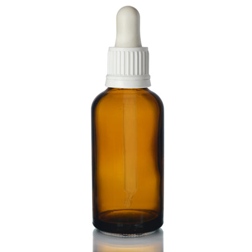 Empty Glass bottle Amber 18/410 - 50 ml - with Pipette - packaging - eOil.co.za