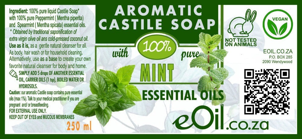 eOIl.co.za castile soap mint aromatherapy 250 ml