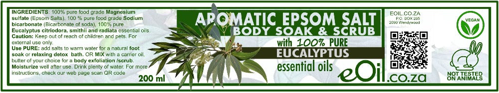 eOil.co.za epsom salts bath scrub with eucalyptus essential oils
