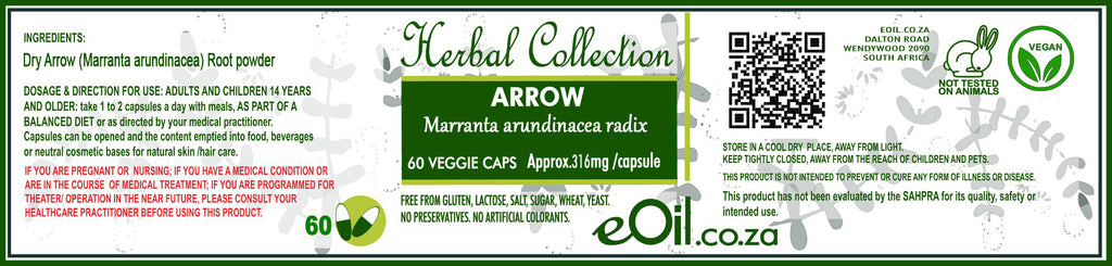 Arrow Root Powder - 60 capsules - Herbal Collection - eOil.co.za