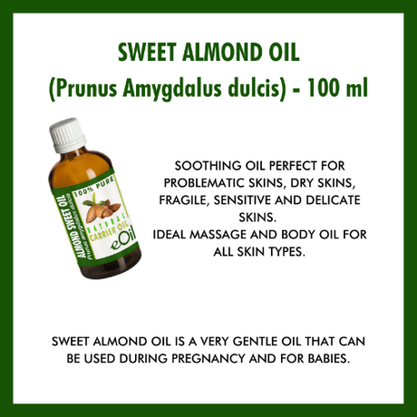 Sweet almond oil carrier oil | Face | Body | Hair | Benefits all type skins | Baby | Pregnancy | Vitamin E | K | Inflammation | Irritation | Dryness | eOil.co.za
