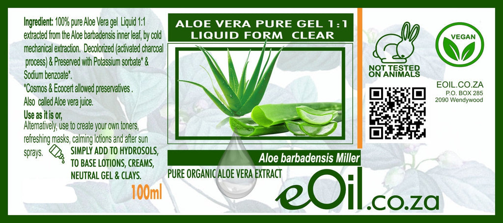Aloe vera Pure Clear Liquid Form 1:1 | 100 ml - eOil.co.za