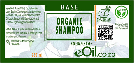 SHAMPOO ORGANIC NEUTRAL BASE FRAGRANCE FREE BASE 250 ml - eOil.co.za
