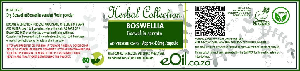 Boswellia serrata Powder - 60 Capsules - Herbal Collection - eOil.co.za