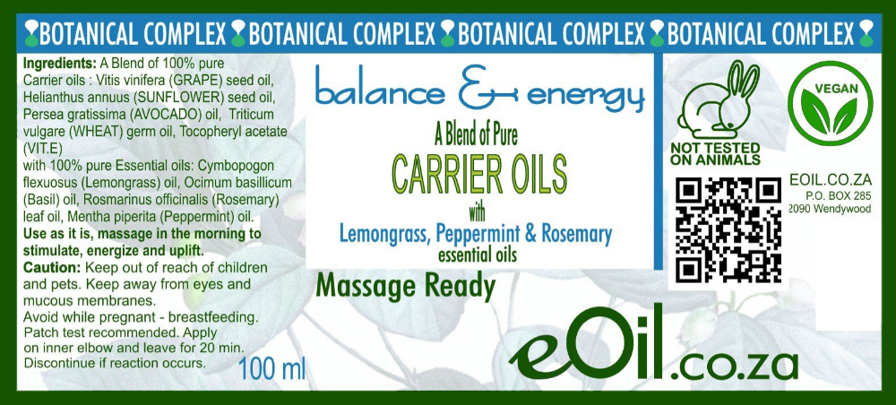 BALANCE & ENERGY OILS BOTANICAL COMPLEX MASSAGE READY 100 ml - eOil.co.za