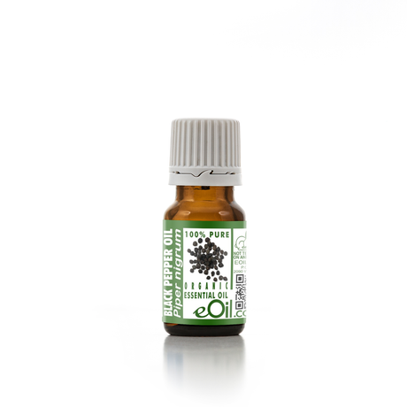 Black Pepper Essential Oil Organic, spicy energizing aroma for muscle rubs and focus blends
