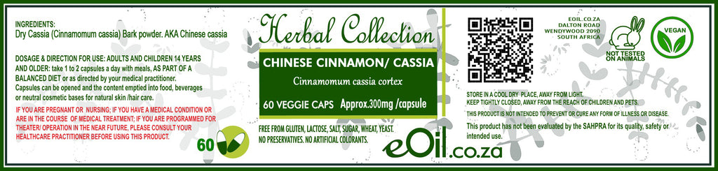 Cinnamon Powder - 60 Capsules - Herbal Collection - eOil.co.za