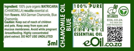 Chamomile German Blue Essential Oil Organic, anti-inflammatory blue oil for calming sensitive and allergy-prone skin