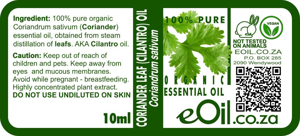 Cilantro (Coriander Leaf) Organic Essential Oil - 10 ml - eOil.co.za