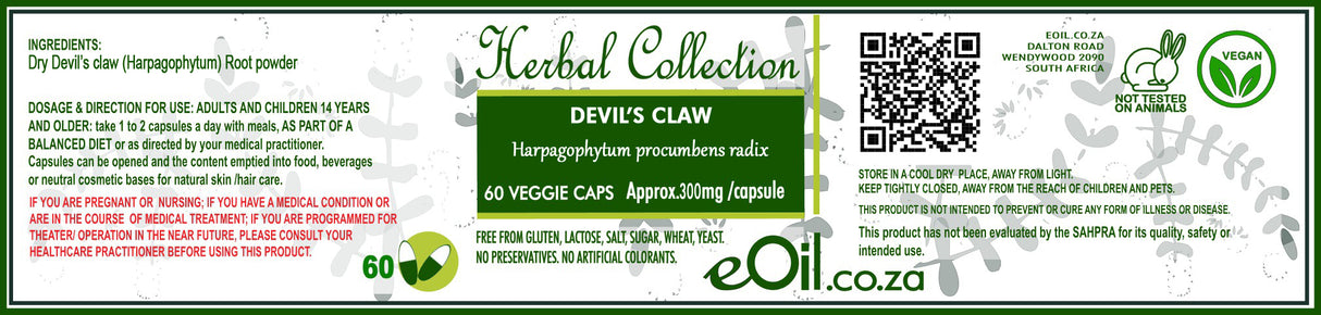 Devil's Claws - 60 Capsules - Herbal Collection - eOil.co.za