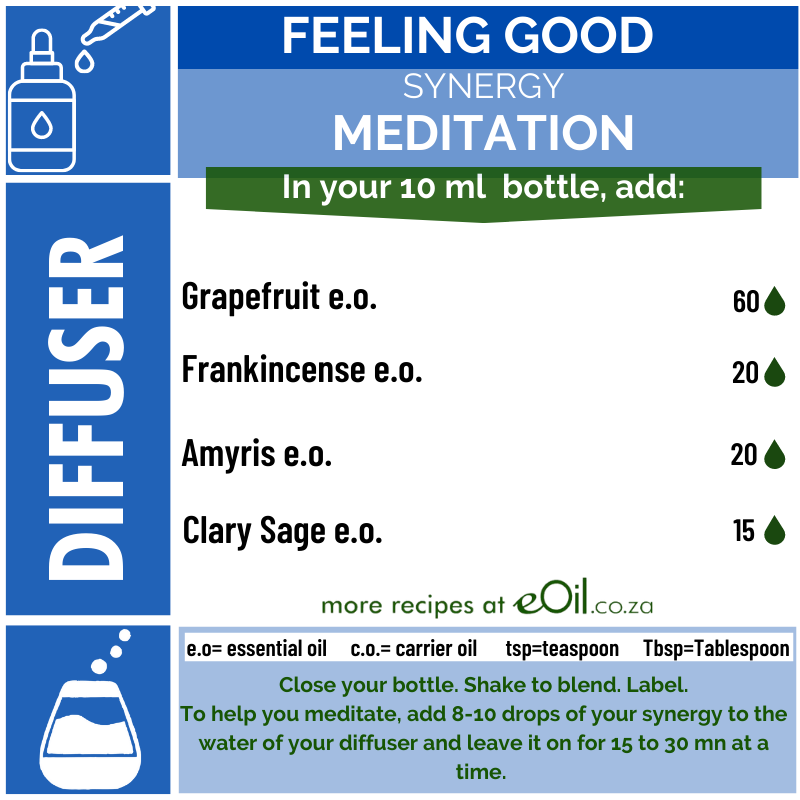 Essential oils recipe synergy diffusion meditation - eOil.co.za