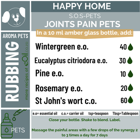 Recipe Synergy to help sooth Joints Pains, for our best friends (Dogs) - eOil.co.za