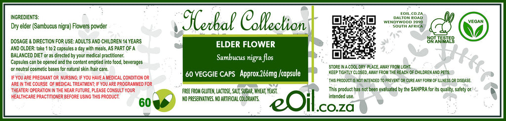 Elder Flowers - 60 Capsules - Herbal Collection - eOil.co.za