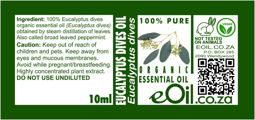 Eucalyptus dives Essential Oil Organic, crisp herbal oil for clearing and blends
