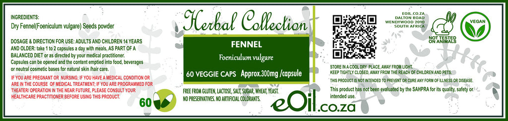 Fennel Seed - 60 Capsules - Herbal Collection - eOil.co.za