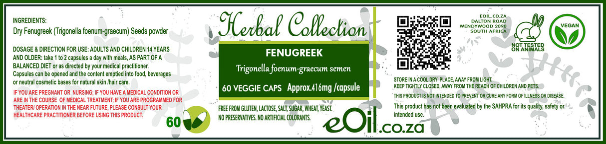 Fenugreek - 60 Capsules - Herbal Collection - eOil.co.za