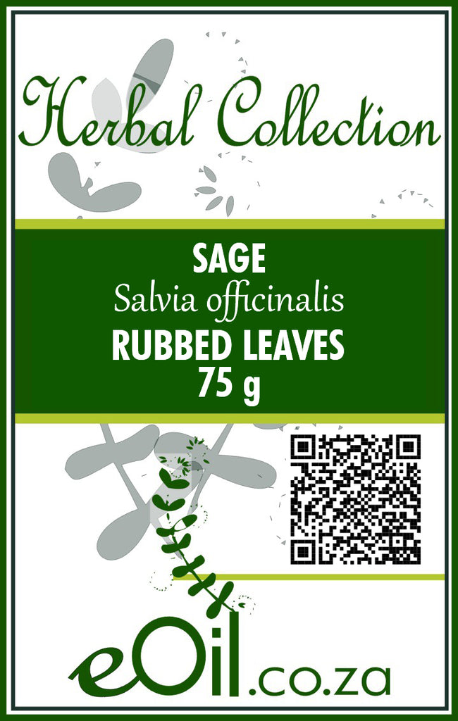 Dried Sage Rubbed Leaves (Salvia officinalis) - 75 g - Herbal Collection - eOil.co.za