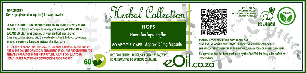 Hops - 60 capsules - Herbal Collection - eOil.co.za