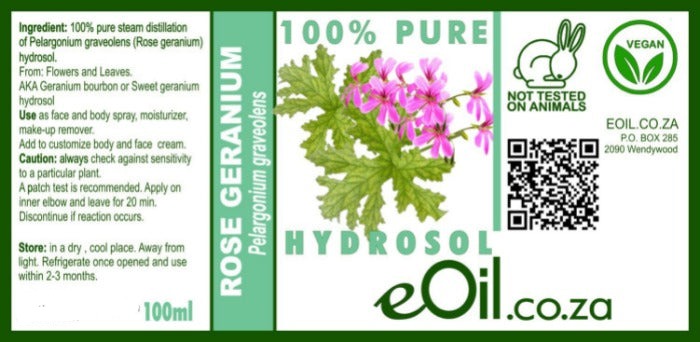 Hydrosol floral water 100 ml geranium eoil.co.za