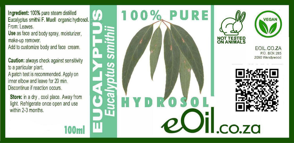 Eucalyptus smithii hydrosol Floral Water organic 100 ml - eOil.co.za