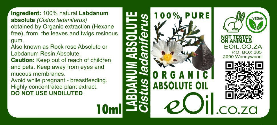 Labdanum Absolute Organic (Cistus ladaniferus) - 10 ml - eOil.co.za