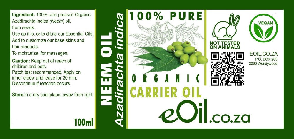 NEEM ORGANIC CARRIER OIL (Azadirachta indica) 100 ml - eOil.co.za