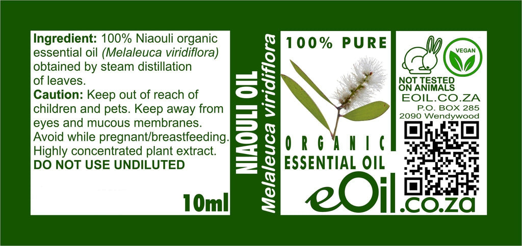 NIAOULI ORGANIC ESSENTIAL OIL (Melaleuca viridiflora) 10 ml - eOil.co.za