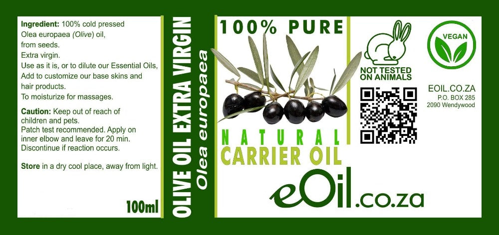OLIVE EXTRA VIRGIN NATURAL CARRIER OIL (Olea europaea) 100 ml - eOil.co.za