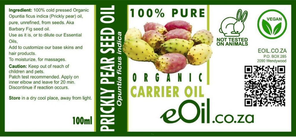 eOil.co.za prickly pear carrier oil for cream massage skincare sagging toning firming antioxidant dark circle hyperpigmentation