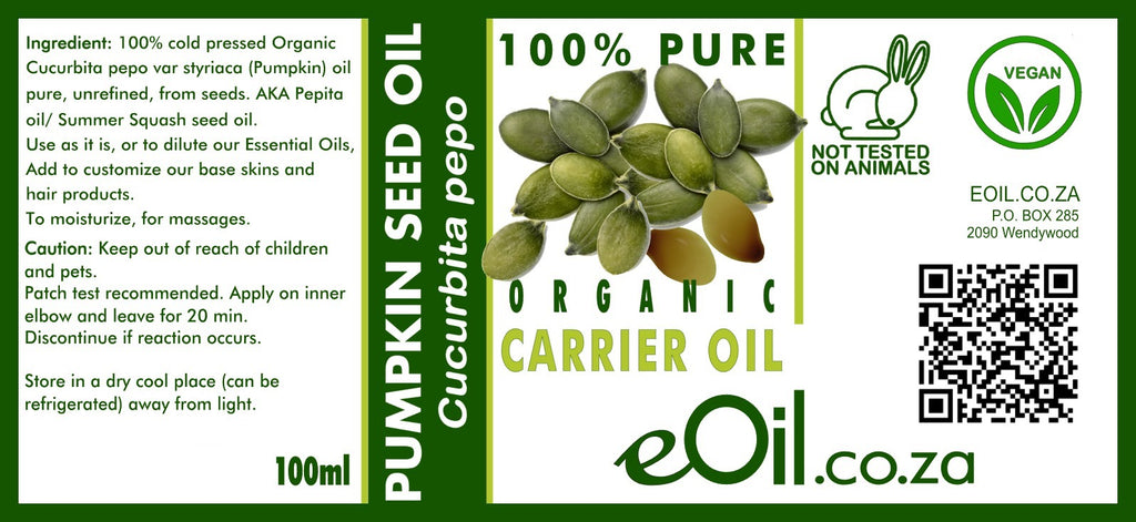 Pumpkin seed organic carrier oil - 100 ml - eOil.co.za