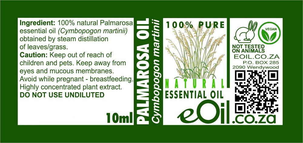 PALMAROSA NATURAL ESSENTIAL OIL (Cymbopogon martinii) 10 ml - eOil.co.za