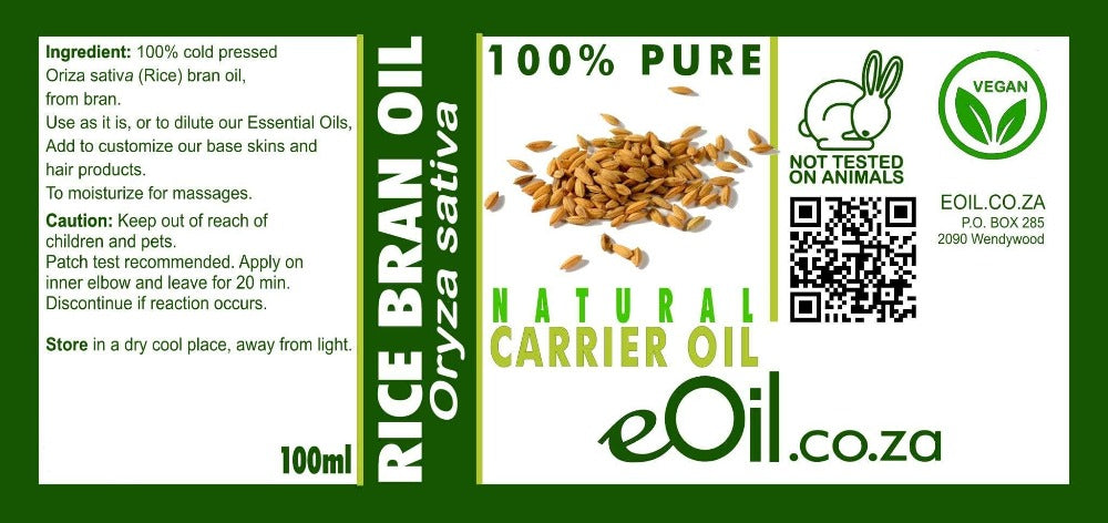 RICE BRAN NATURAL CARRIER OIL (Oriza sativa) 100 ml - eOil.co.za