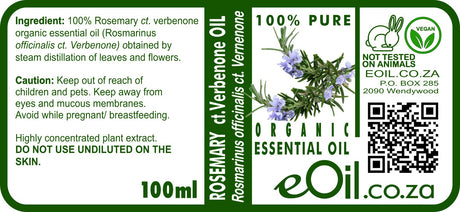 Rosemary Verbenone Organic Essential Oil, fresh herbal note for beauty and wellness