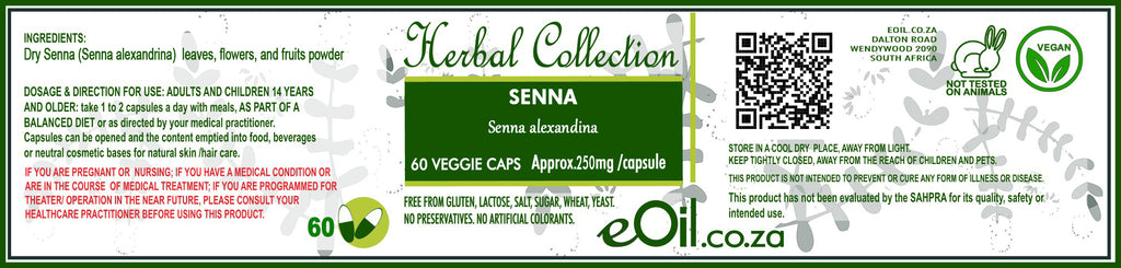 Senna Powder - 60 capsules - Herbal Collection - eOil.co.za