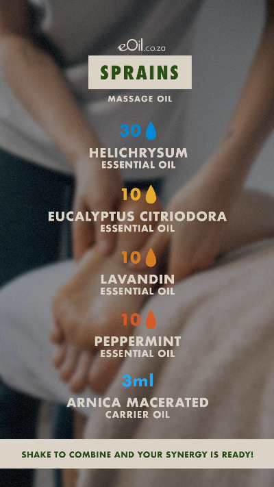 Essential oils sprains massage synergy recipe - eOil.co.za
