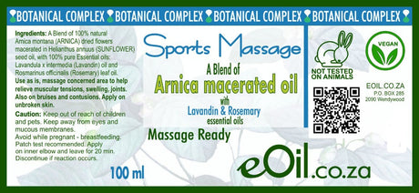 BODY OIL ARNICA MACERATED NATURAL BOTANICAL COMPLEX OILS SPORTS MASSAGE 100 ml - eOil.co.za