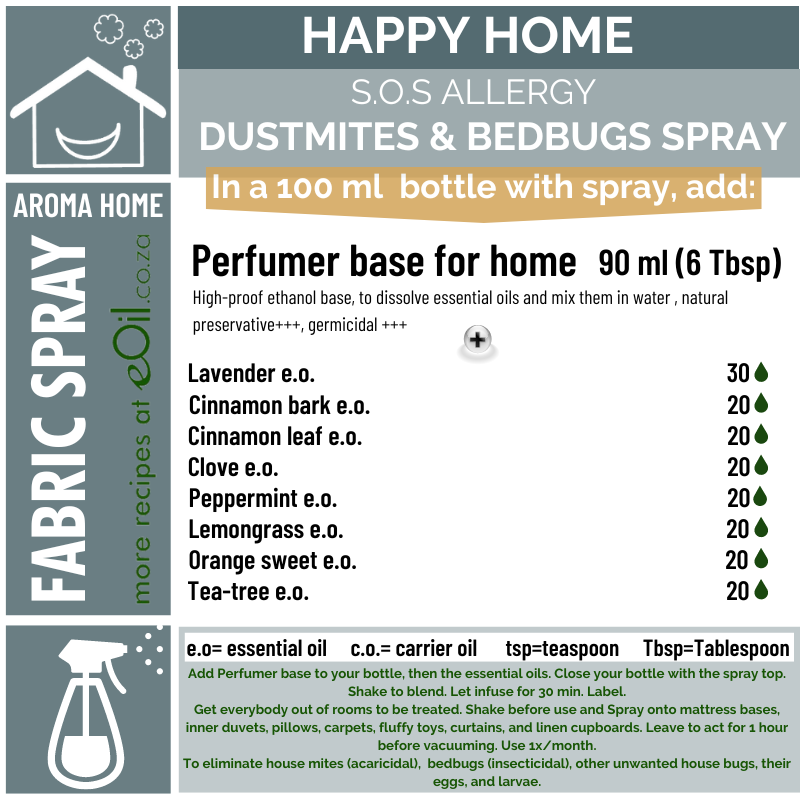 DUST MITES & BED BUGS SPRAY RECIPE SYNERGY - eOil.co.za