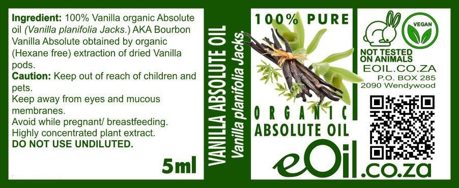 Vanilla Absolute Organic Oil, rich gourmand aroma for perfumes, candles, and mood blends