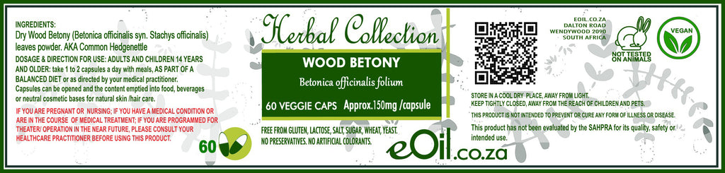 Wood Betony - 60 capsules - Herbal Collection - eOil.co.za
