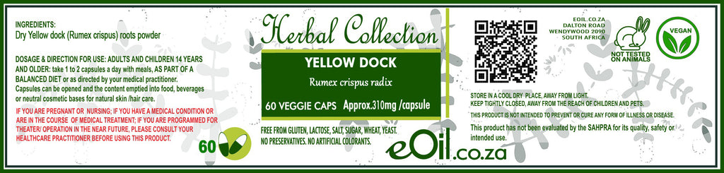Yellow Dock Root - 60 capsules - Herbal Collection - eOil.co.za