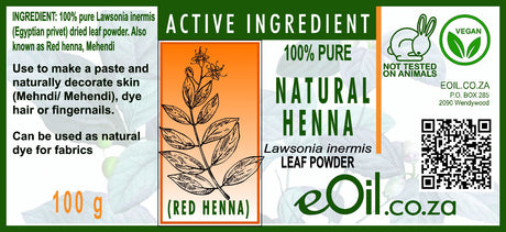 Henna Red Powder - 100 g - External use - Herbal Collection - eOil.co.za